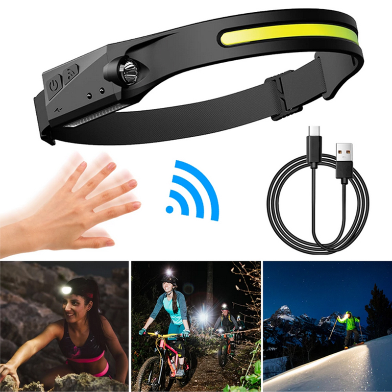 Motion sensor rechargeable COB LED headlamp